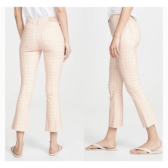 Paige Colette Crop Flare Pants in Micro Reef Plaid Size 26 - Picture 1 of 10